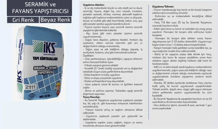 SERAMİK ve FAYANS YAPIŞTIRICISI