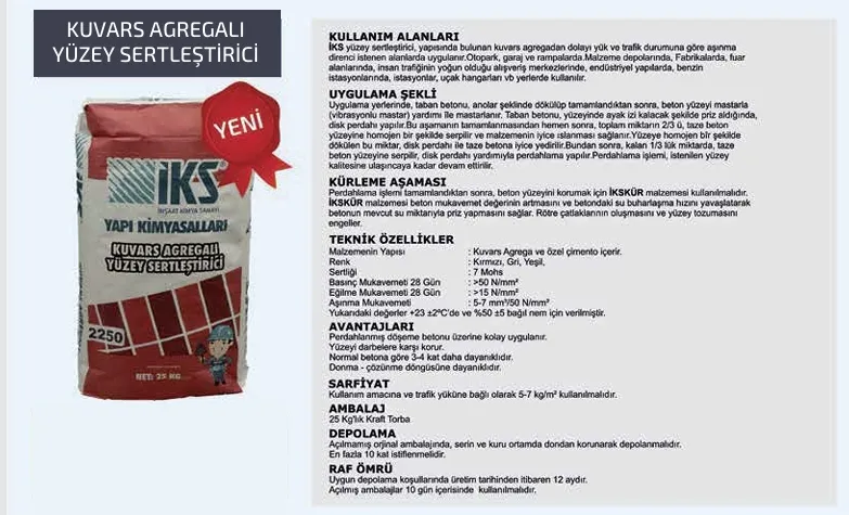  KUVARS AGREGALI YÜZEY SERTLEŞTİRİCİ