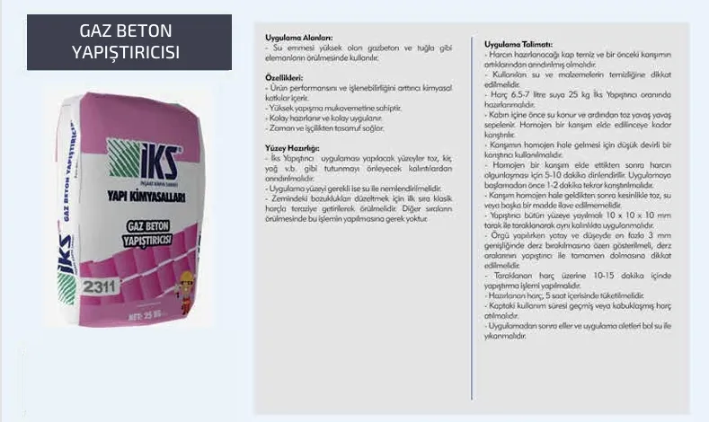  GAZ BETON YAPIŞTIRICISI